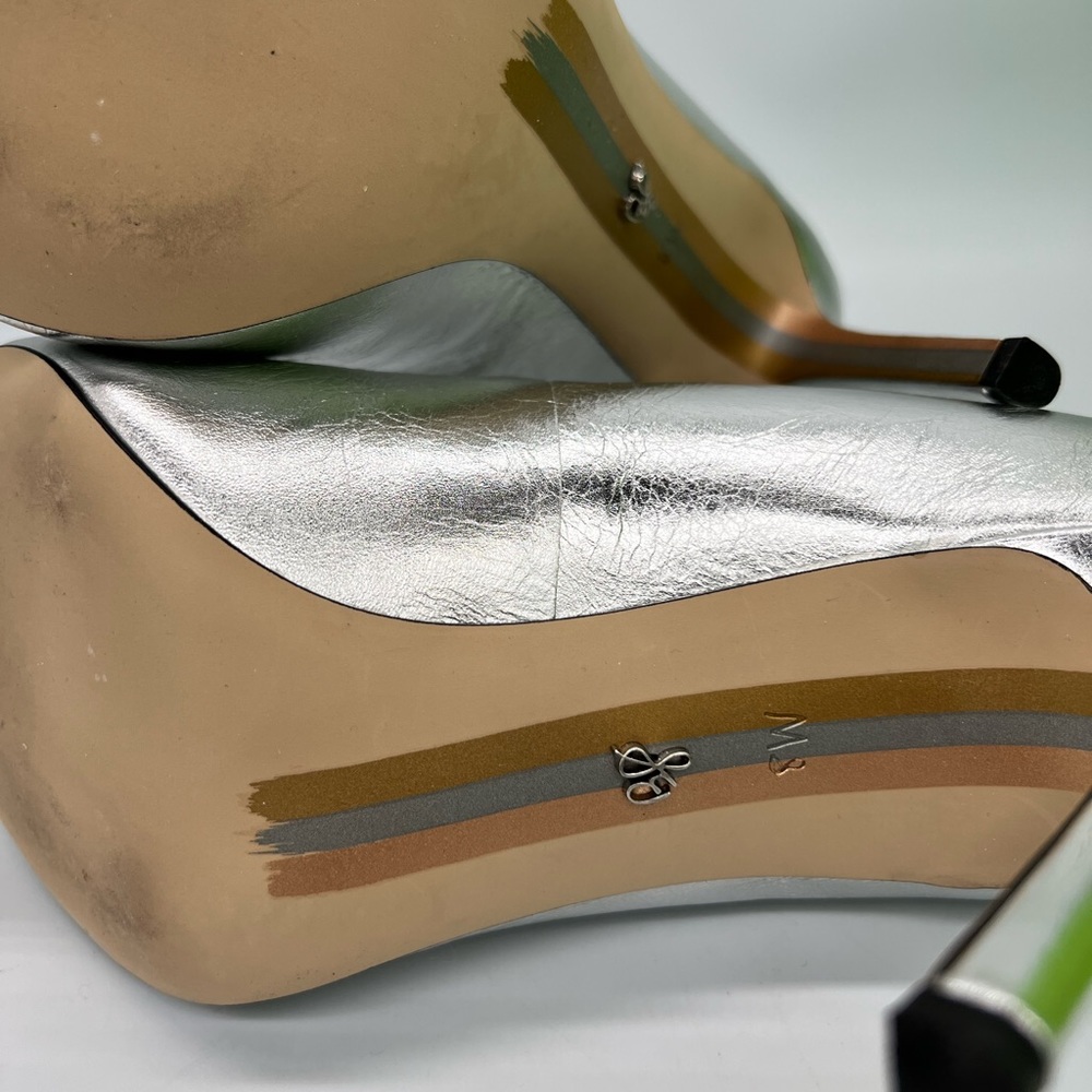 Sam Edelman Silver Pointed Toe Pumps - Picture 8 of 15